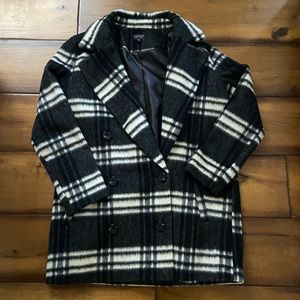 Topshop Plaid Double Breasted Pea Coat